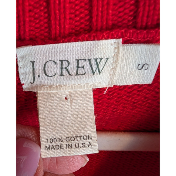 VTG 90s Y2K Womens J Crew Red 1/4 Zip Mock Neck Cotton Preppy Classic Sweater SM - Picture 5 of 7